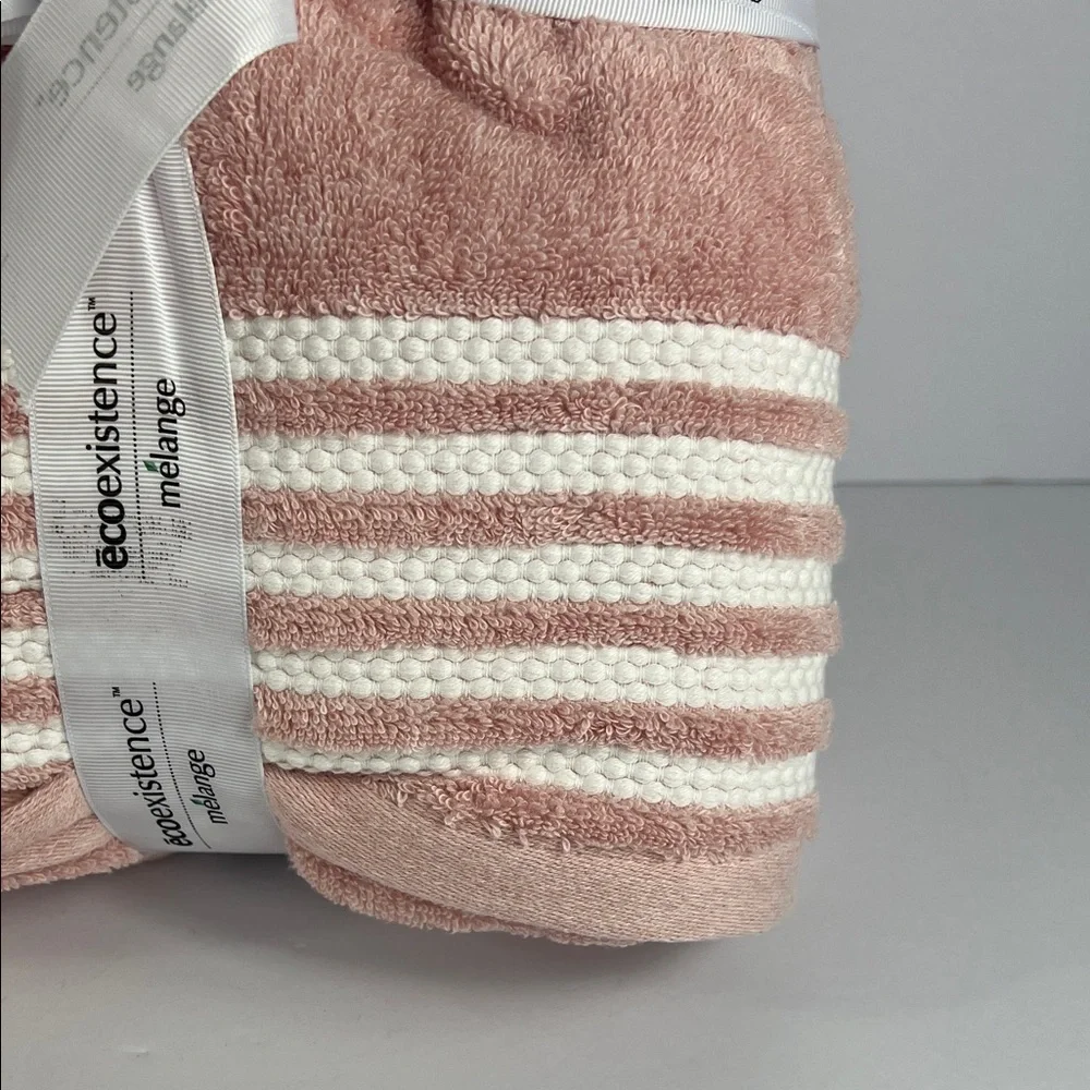 Ecoexistence Mélange Towel Set Pink White Soft Cotton Absorbent Set of 6 NEW
